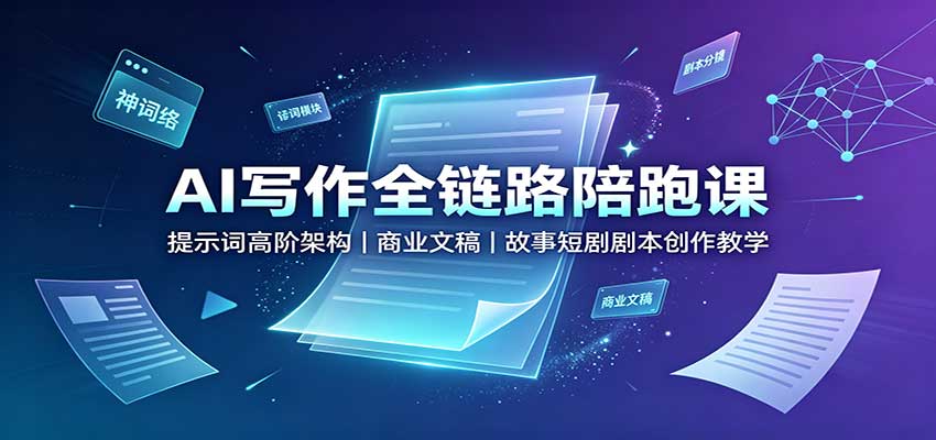 AI写作全链路陪跑课：提示词高阶架构，商业文稿，故事短剧剧本创作教学-大象聊项目