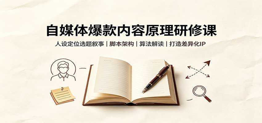 自媒体爆款内容原理研修课：人设定位选题叙事，脚本架构，算法解读打造差异化IP-大象聊项目