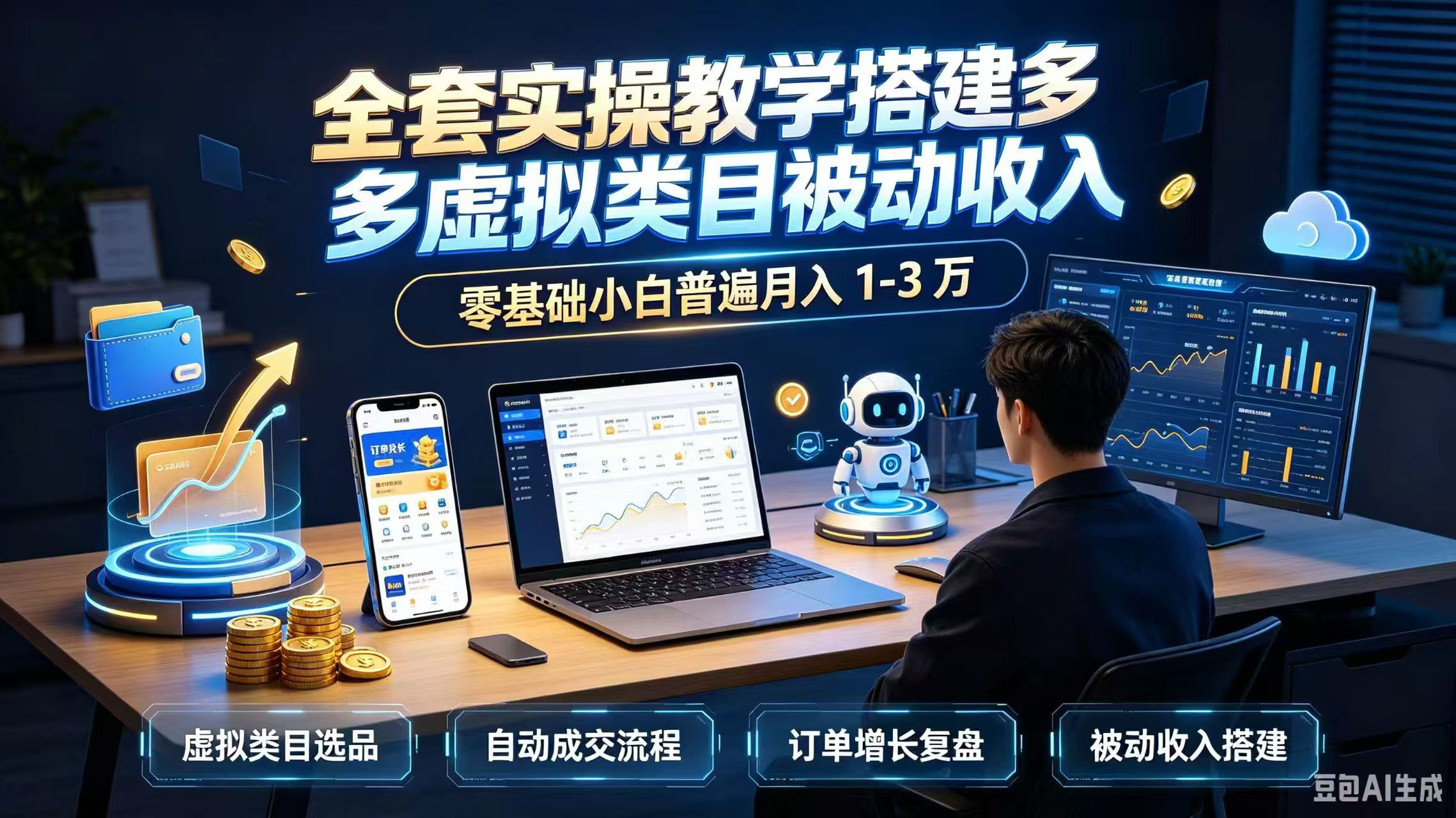 全套实操教学搭建多多虚拟类目被动收入，零基础小白普遍月入 1-3 万-大象聊项目