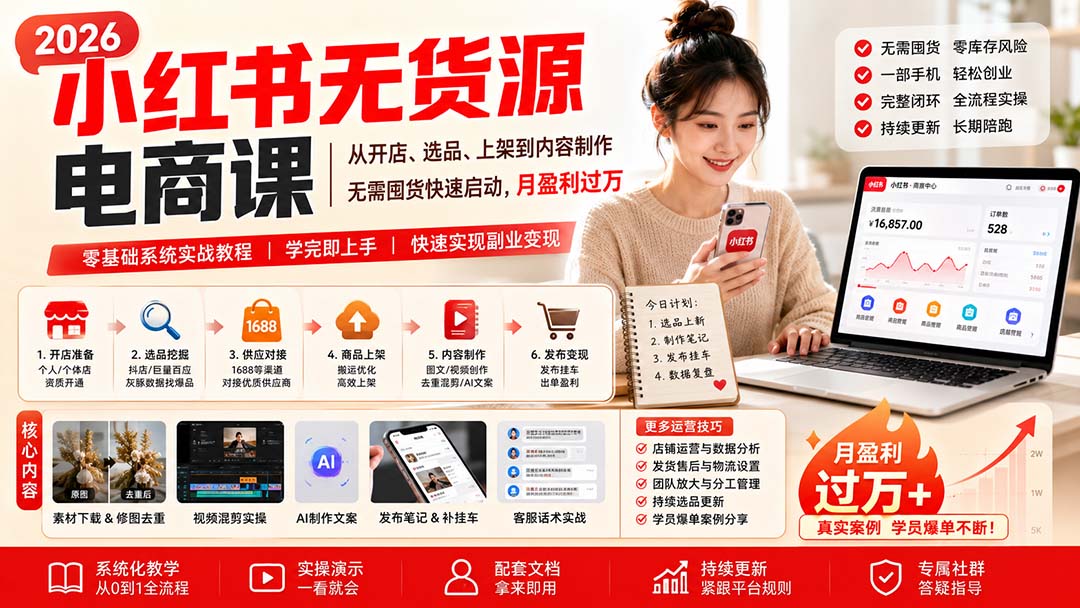 小红书无货源电商课(8月30更新-大象聊项目