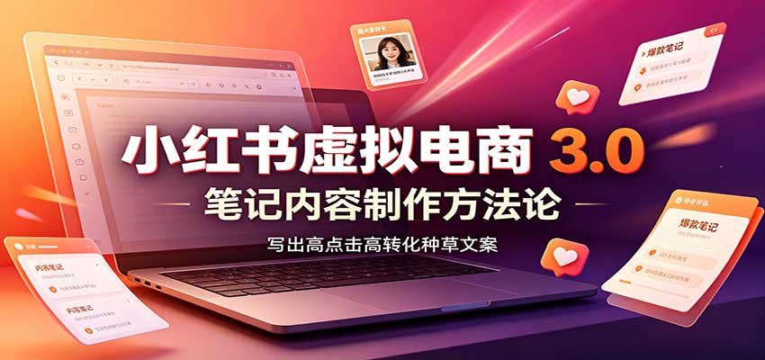 小红书虚拟电商3.0：账号搭建选品开店，笔记内容制作，矩阵投放教学-大象聊项目