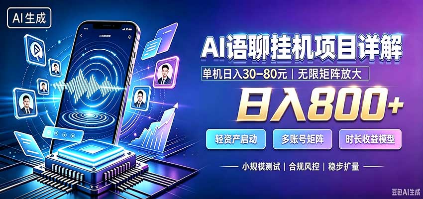 AI语聊挂机，日入800+，适用个人副业，工作室矩阵操作-大象聊项目