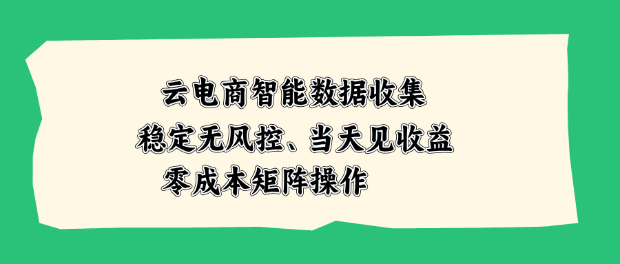 云电商智能数据收集，稳定无风控，当天见收益，零成本矩阵操作-大象聊项目