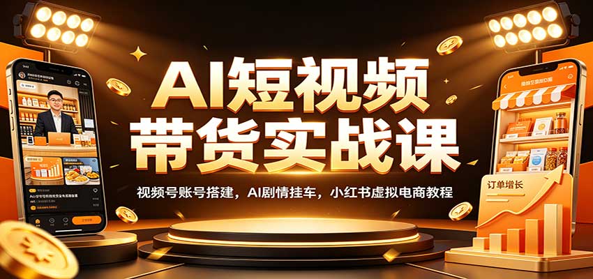 AI短视频带货实战课：视频号账号搭建，AI剧情挂车，小红书虚拟电商教程-大象聊项目