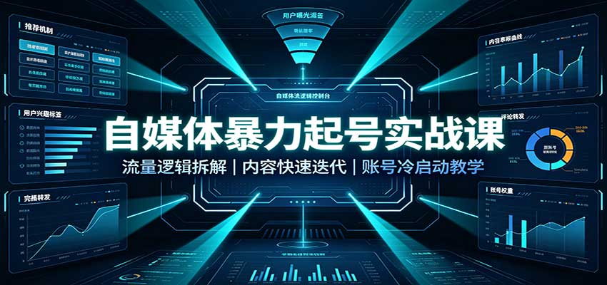 自媒体暴力起号实战课：流量逻辑拆解，内容快速迭代，账号冷启动教学-大象聊项目