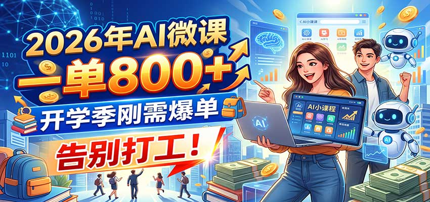 2026年AI微课，一单800+，开学季刚需爆单，告别打工！-大象聊项目