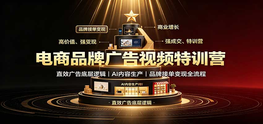 电商品牌广告视频特训：直效广告底层逻辑，AI内容生产，品牌接单变现全流程-大象聊项目