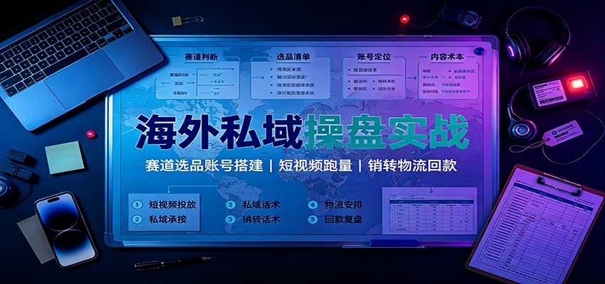 海外私域操盘实战：赛道选品账号搭建，短视频跑量，销转物流回款-大象聊项目