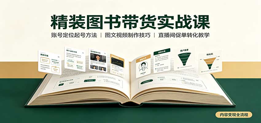 精装图书带货实战课：账号定位起号方法，图文视频制作，促单转化教学-大象聊项目
