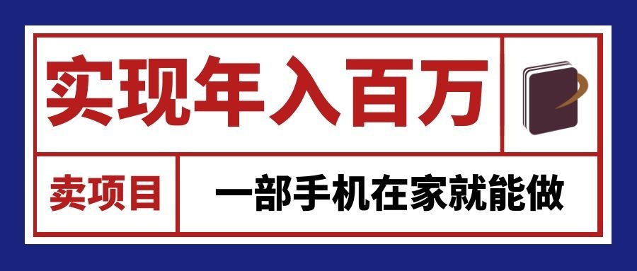 通过网创平台“卖项目”实现年入百万，一部手机在家就能做！-大象聊项目