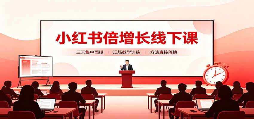 小红书倍增长线下课：三天集中面授，拆解选品、素材制作与起号全链路-大象聊项目