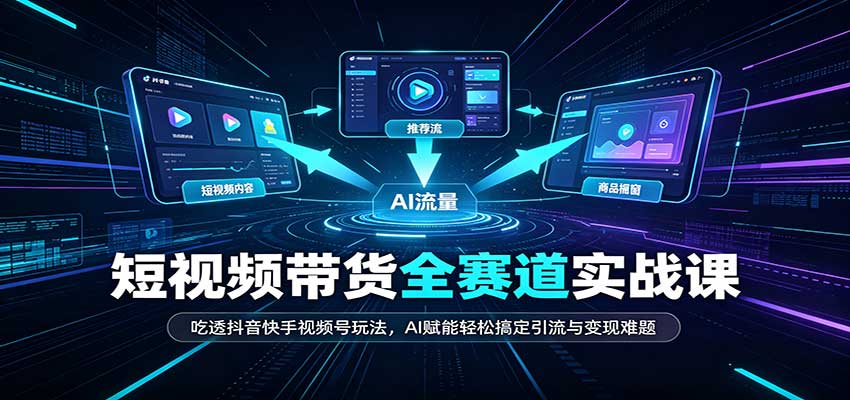 短视频带货全赛道：吃透抖音快手视频号玩法，AI赋能轻松搞定引流与变现难题-大象聊项目