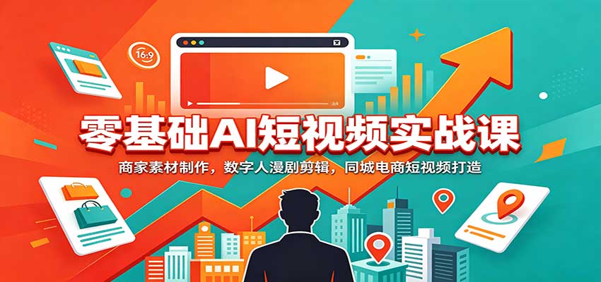 零基础AI短视频实战课：商家素材制作，数字人漫剧剪辑，同城电商短视频打造-大象聊项目