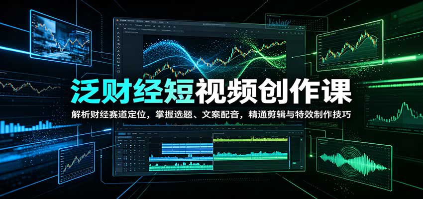 泛财经短视频创作课：解析财经赛道定位，掌握选题、文案配音，精通剪辑与特效制作技巧-大象聊项目