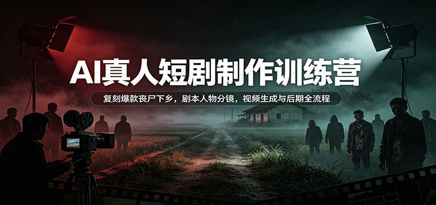 AI真人短剧制作训练营：复刻爆款丧尸下乡，剧本人物分镜，视频生成与后期全流程-大象聊项目