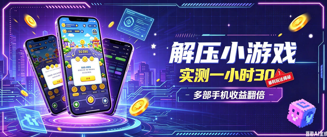小游戏全流程玩法，实测一小时搞30，简单无脑解压，当天做当天就能看到进账，直接冲就行【揭秘】-大象聊项目