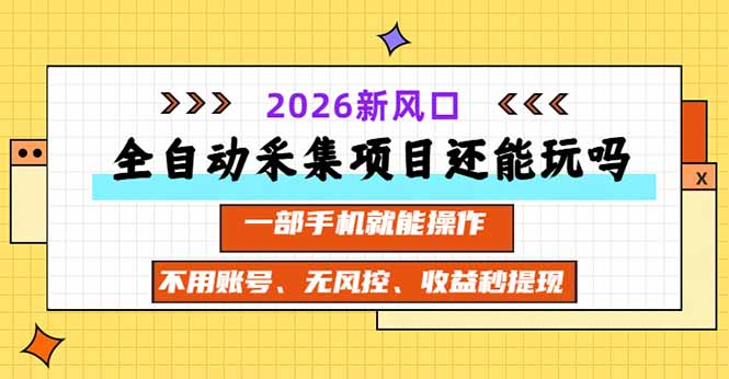 全自动采集项目还能玩吗？2026实测新风口 一部手机就能操作-大象聊项目