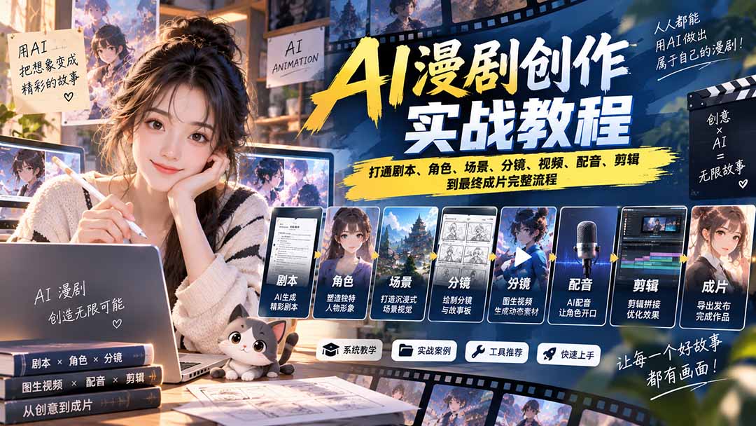 2026 AI漫剧创作实战教程：打通剧本、角色、场景、分镜、视频、配音、剪辑到最终成片完整流程-大象聊项目