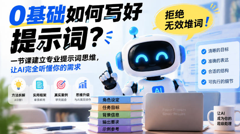 0基础如何写好提示词，拒绝无效堆词！一节课建立专业提示词思维，让AI完全听懂你的需求-大象聊项目
