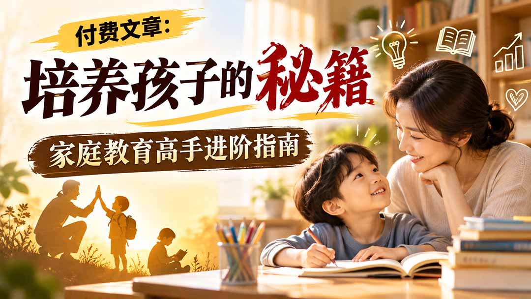 付费文章：培养孩子的秘籍，家庭教育高手进阶指南-大象聊项目