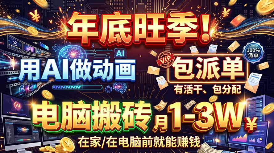 AI代做动画，旺季捡钱！一单500-1000+，提供做单渠道，新手可做！-大象聊项目