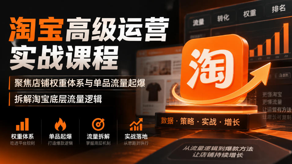 淘宝高级运营实战课程，聚焦店铺权重体系与单品流量起爆，拆解淘宝底层流量逻辑-大象聊项目