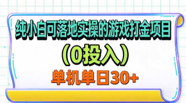 纯小白可落地实操的游戏打金项目(0投入-大象聊项目