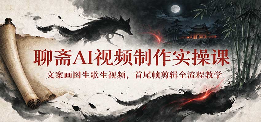 聊斋AI视频制作实操课：文案画图生歌生视频，首尾帧剪辑全流程教学-大象聊项目