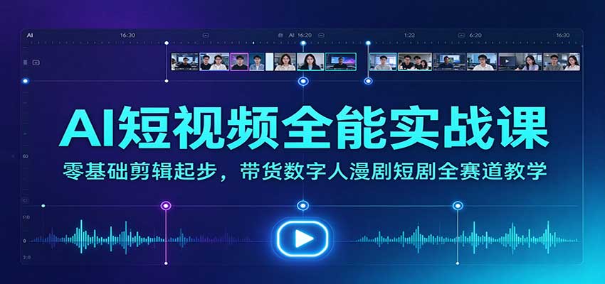 AI短视频全能实战课：零基础剪辑起步，带货数字人漫剧短剧全赛道教学-大象聊项目