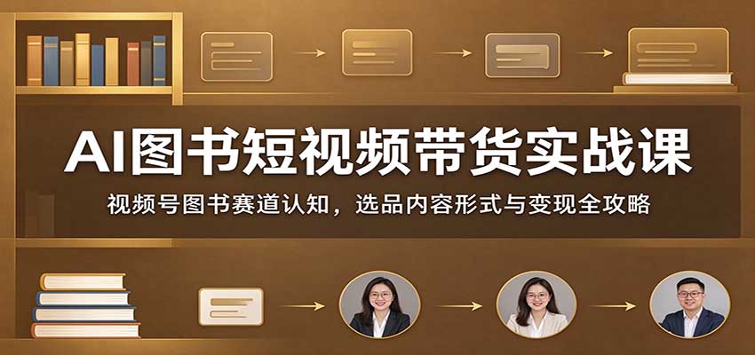 AI图书短视频带货实战课：视频号图书赛道认知，选品内容形式与变现全攻略-大象聊项目