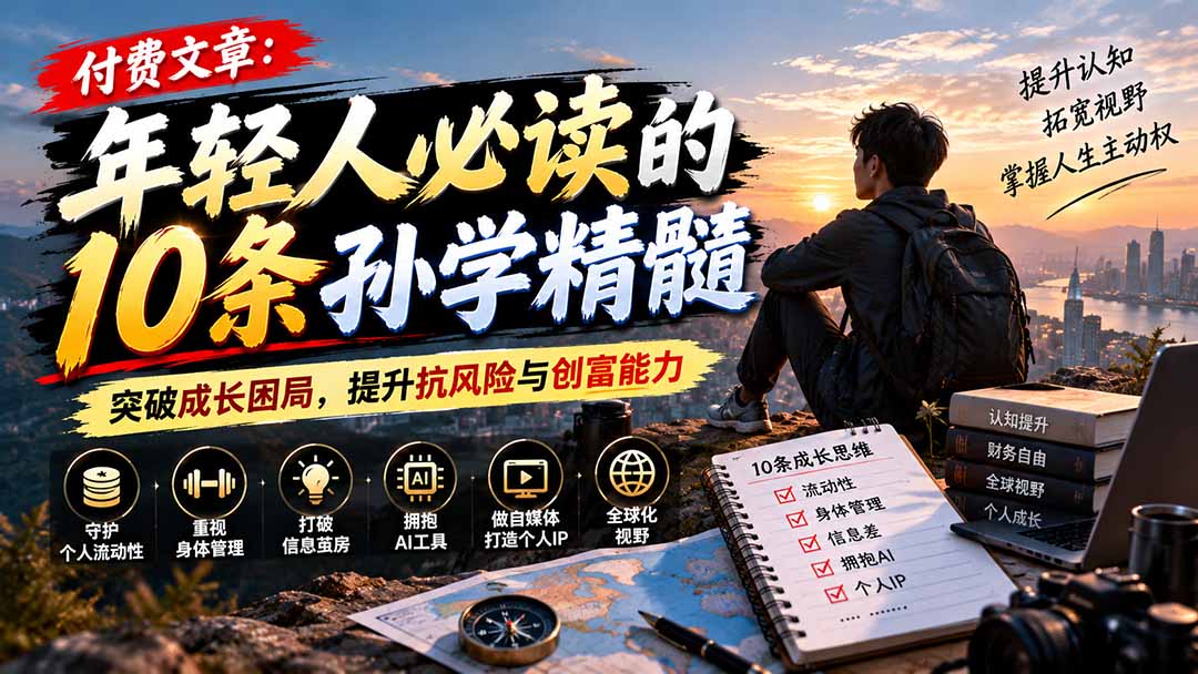 付费文章：年轻人必读的10条孙学精髓，突破成长困局，提升抗风险与创富能力-大象聊项目