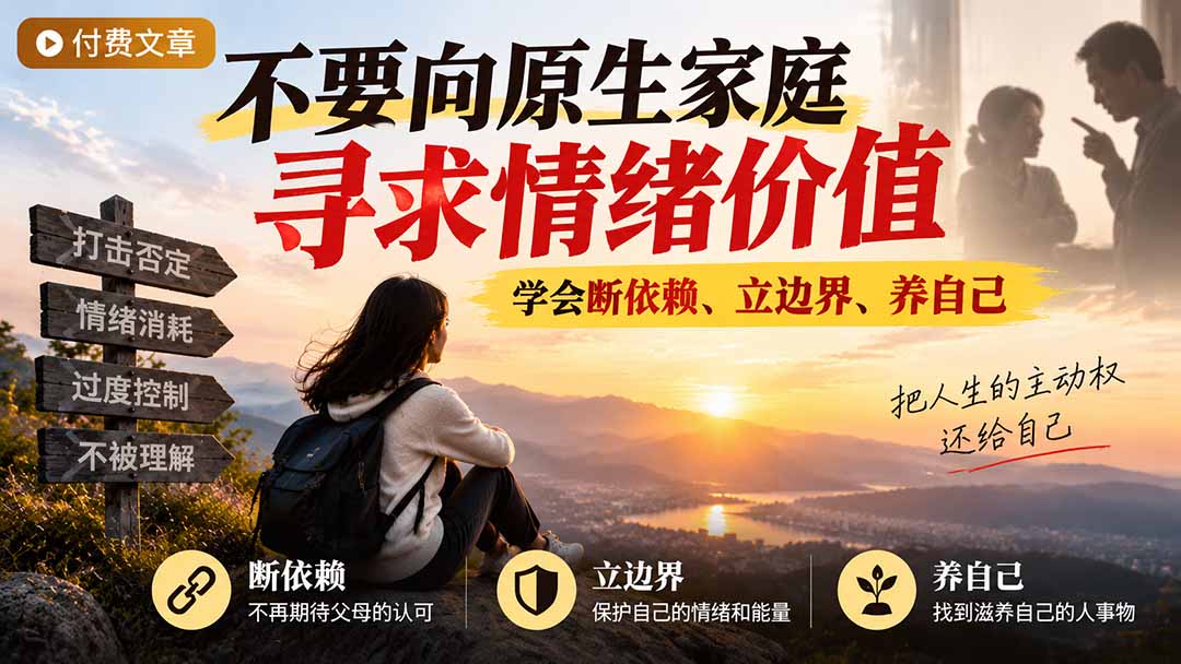 付费文章：不要向原生家庭寻求情绪价值，学会断依赖、立边界、养自己-大象聊项目