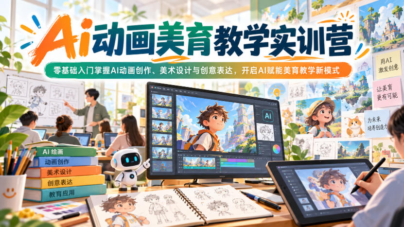 Ai动画美育教学实训营，零基础入门掌握AI动画创作、美术设计与创意表达，开启AI赋能美育教学新模式-大象聊项目