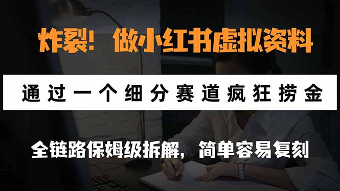 炸裂！做小红书虚拟资料，通过一个细分赛道疯狂捞金，全链路保姆级拆解，简单容易复刻-大象聊项目