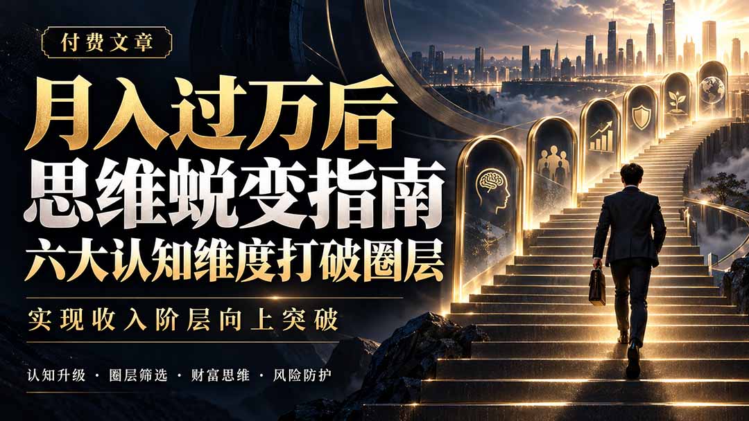 付费文章：月入过万后思维蜕变指南，六大认知维度打破圈层，实现收入阶层向上突破-大象聊项目