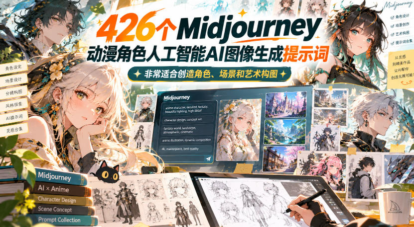 426个Midjourney动漫角色人工智能AI图像生成提示词，非常适合创造角色、场景和艺术构图-大象聊项目