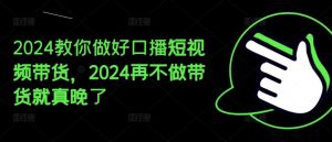 2024教你做好口播短视频带货，2024再不做带货就真晚了-大象聊项目
