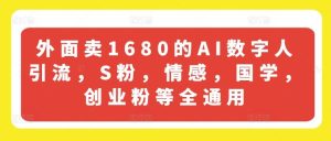 外面卖1680的AI数字人引流，S粉，情感，国学，创业粉等全通用-大象聊项目