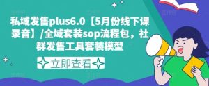 私域发售plus6.0【5月份线下课录音】/全域套装sop流程包，社群发售工具套装模型-大象聊项目