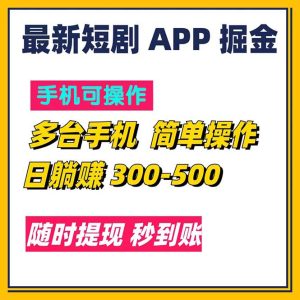 （11618期）最新短剧app掘金/日躺赚300到500/随时提现/秒到账-大象聊项目