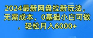 2024最新网盘拉新玩法，无需成本，0基础小白可做，轻松月入6000+【揭秘】-大象聊项目