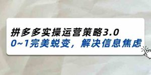 2024-2025拼多多实操运营策略3.0,0~1完美蜕变,解决信息焦虑(38节)-大象聊项目