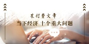 （11707期）某付费文章《当下经济 十个重大问题》覆盖了大家关心的全部经济类话题-大象聊项目