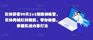 实体获客90天1v1陪跑训练营，实体同城红利崛起，带你破圈，掌握实战内容打法-大象聊项目