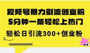 （11754期）视频号暴力引流创业粉，5分钟一条轻松上热门，轻松日引流300+创业粉-大象聊项目