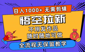 （11830期）悟空拉新日入1000+无需剪辑当天上手，一部手机随时随地可做，全流程无…-大象聊项目