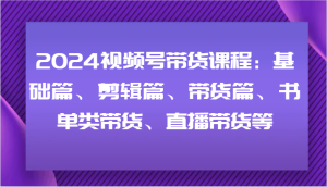 2024视频号带货课程：基础篇、剪辑篇、带货篇、书单类带货、直播带货等-大象聊项目