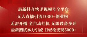 最新抖音快手视频号全平台无人直播引流1000+精准创业粉，日轻松变现5k+【揭秘】-大象聊项目