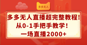 （12008期）多多无人直播超完整教程!从0-1手把手教学！一场直播2000+-大象聊项目