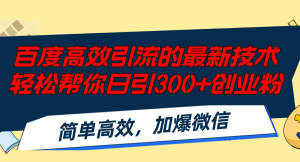 （12064期）百度高效引流的最新技术,轻松帮你日引300+创业粉,简单高效，加爆微信-大象聊项目